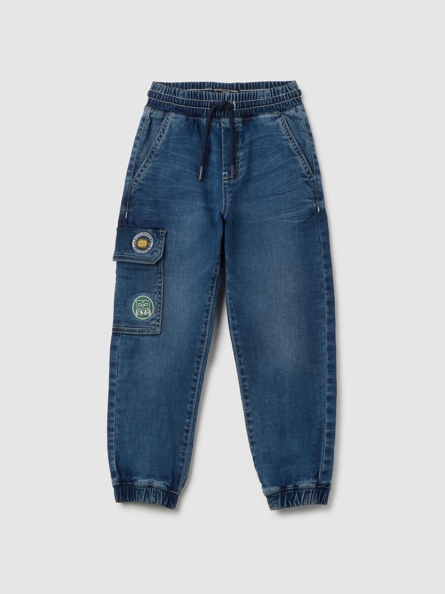 Kids' blue cotton jog denim regular fit_0