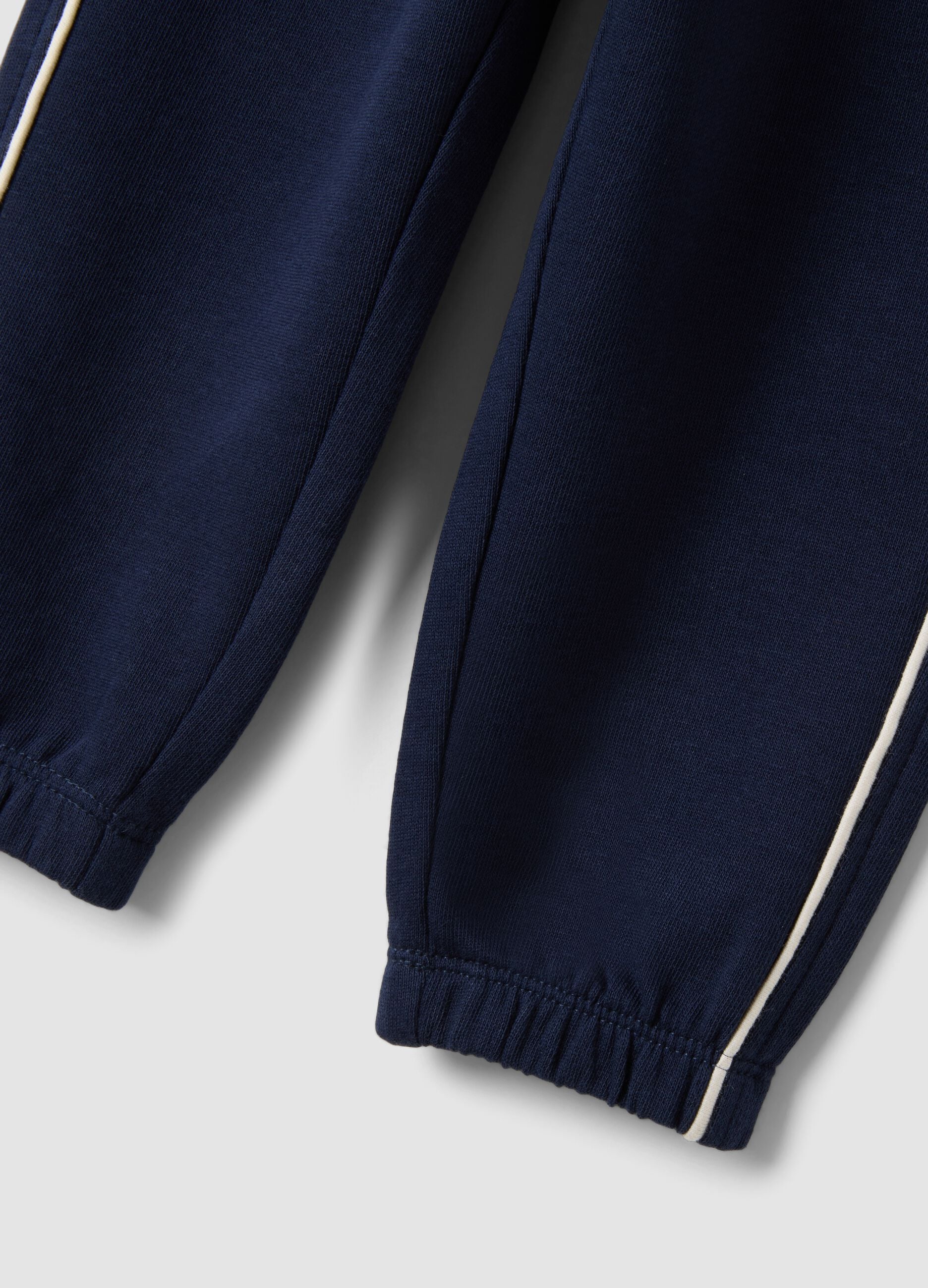 Pantaloni jogger blu in puro cotone organico con coulisse per bimbo