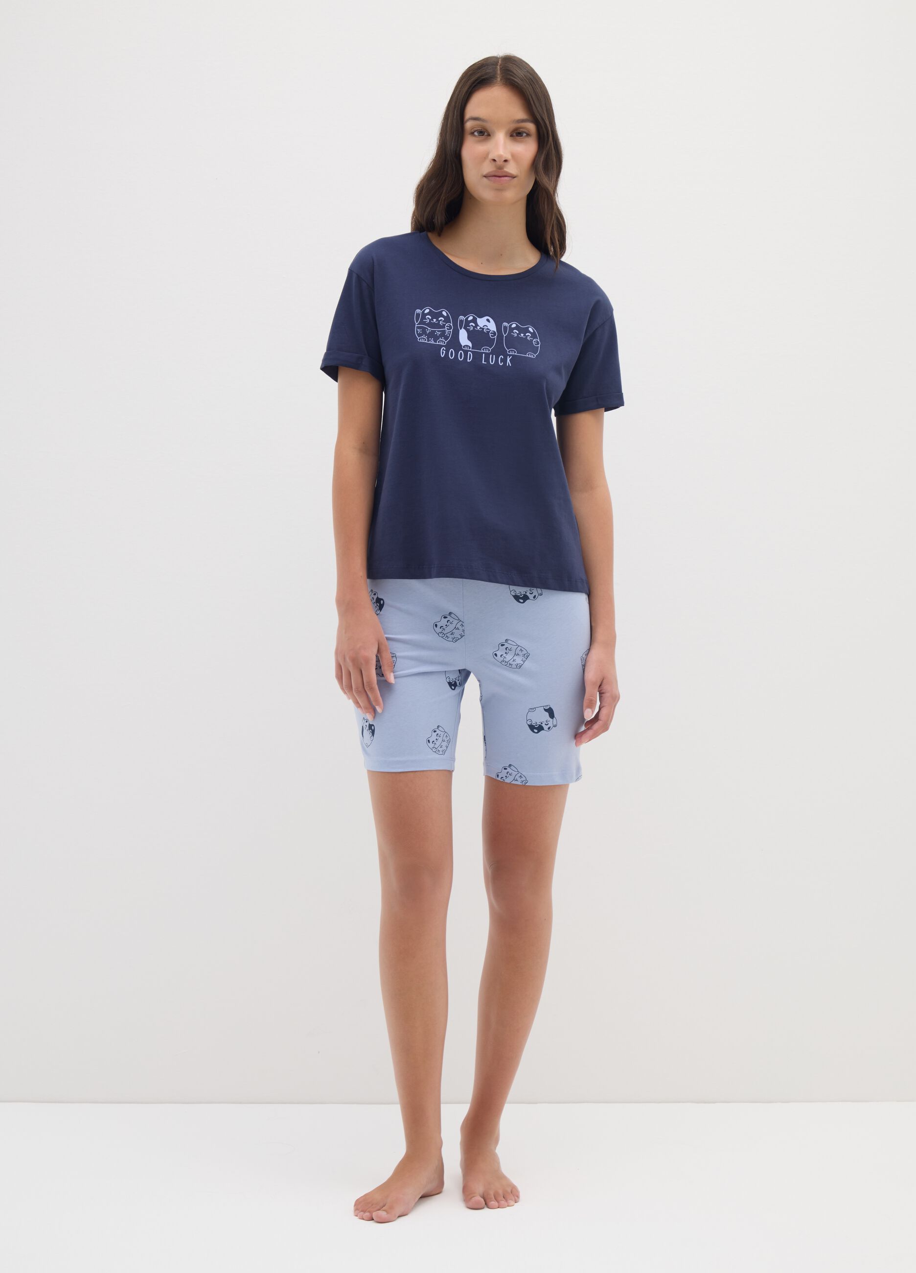 Children's Regular Fit Blue Cotton Pyjamas