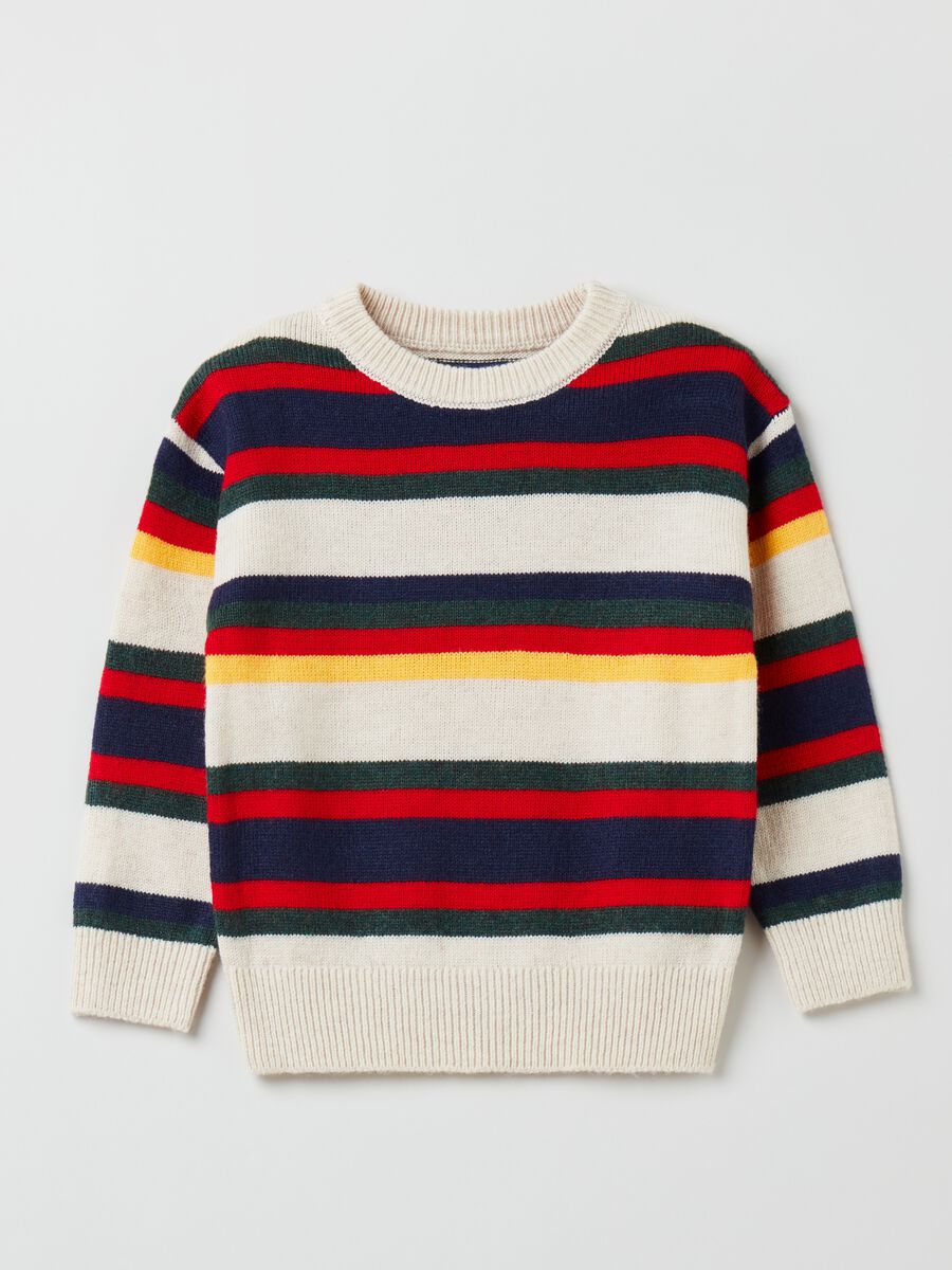 Pullover con fantasia a righe multicolore_2