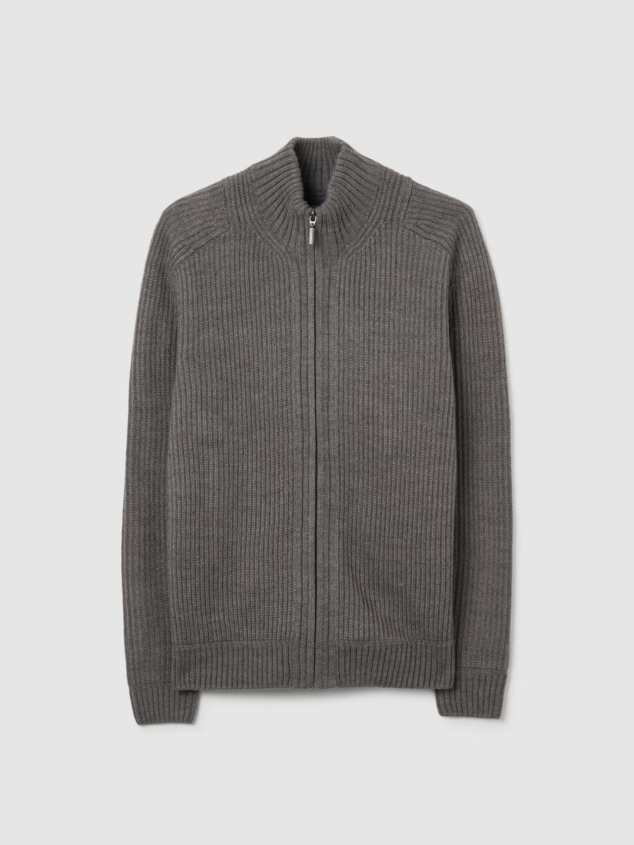 Ribbed Grey Cardigan_0