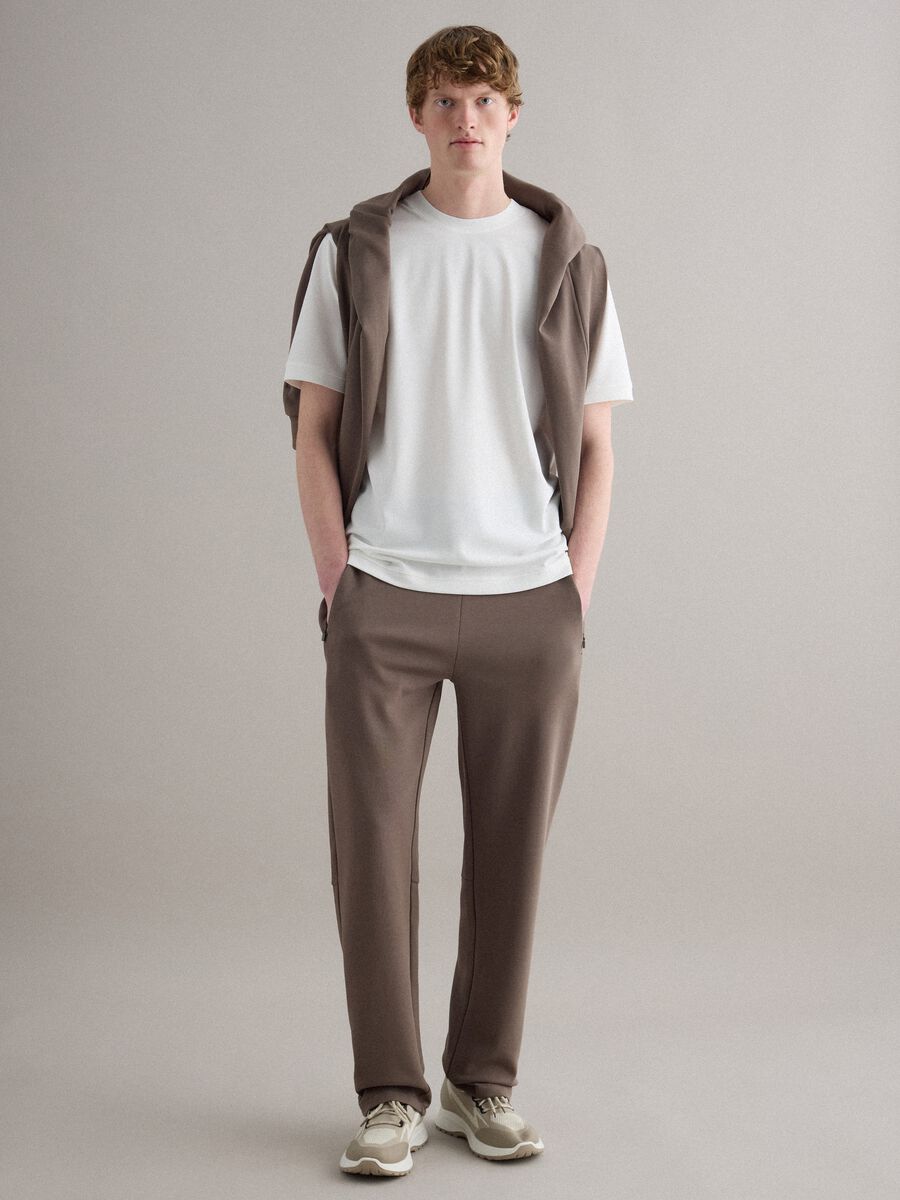 T-shirt girocollo in cotone elasticizzato bianca relaxed fit_2