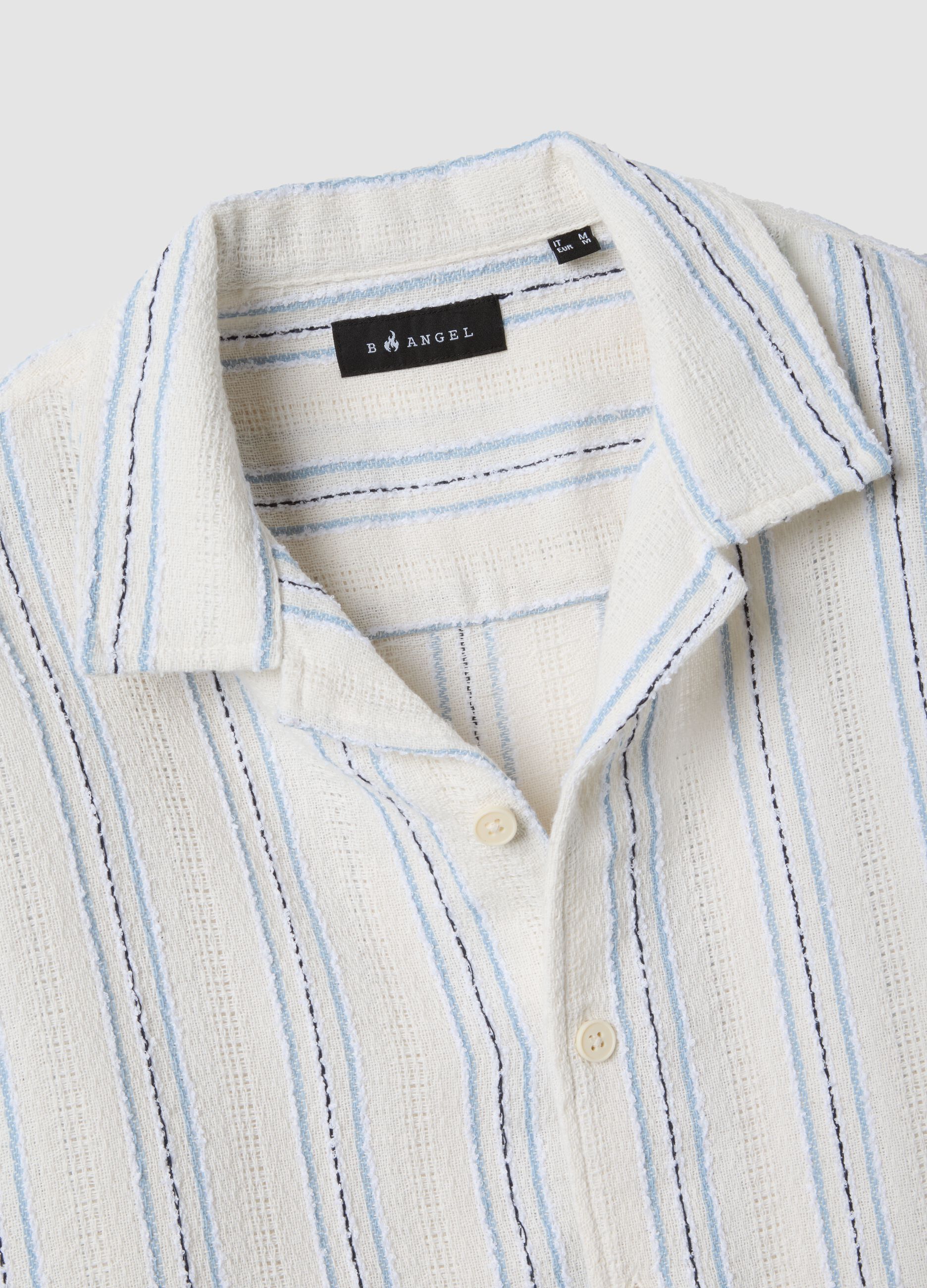 Camicia bianca in misto cotone a righe over fit