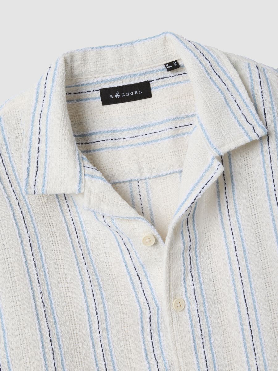 Camicia bianca in misto cotone a righe over fit_6