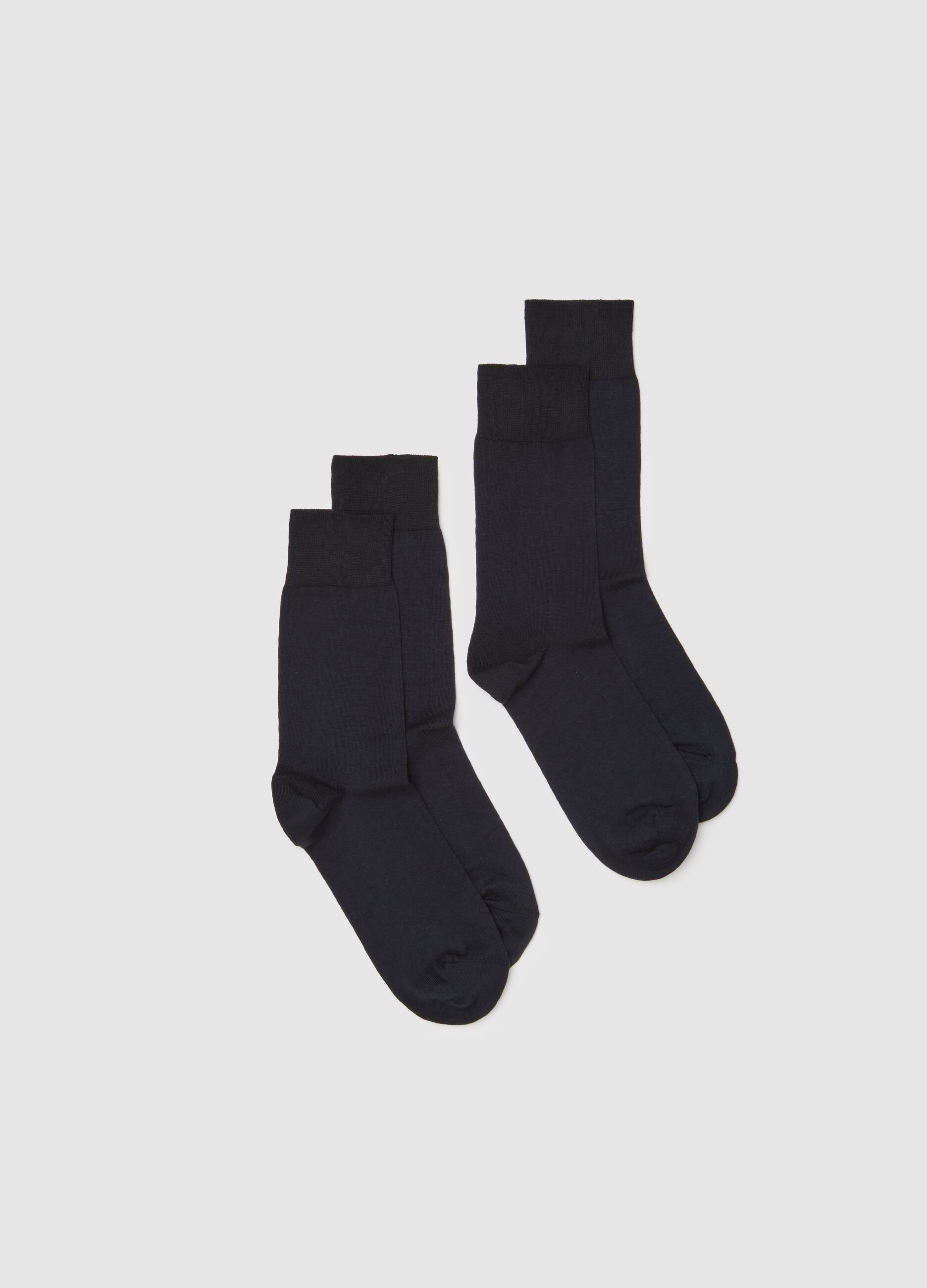 Twin-pack blue cotton blend socks