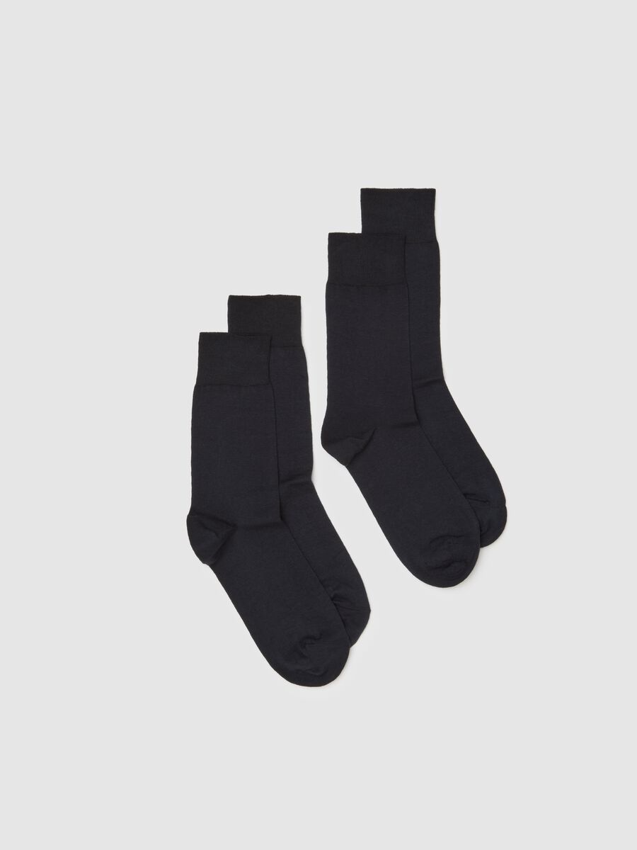 Twin-pack blue cotton blend socks_0