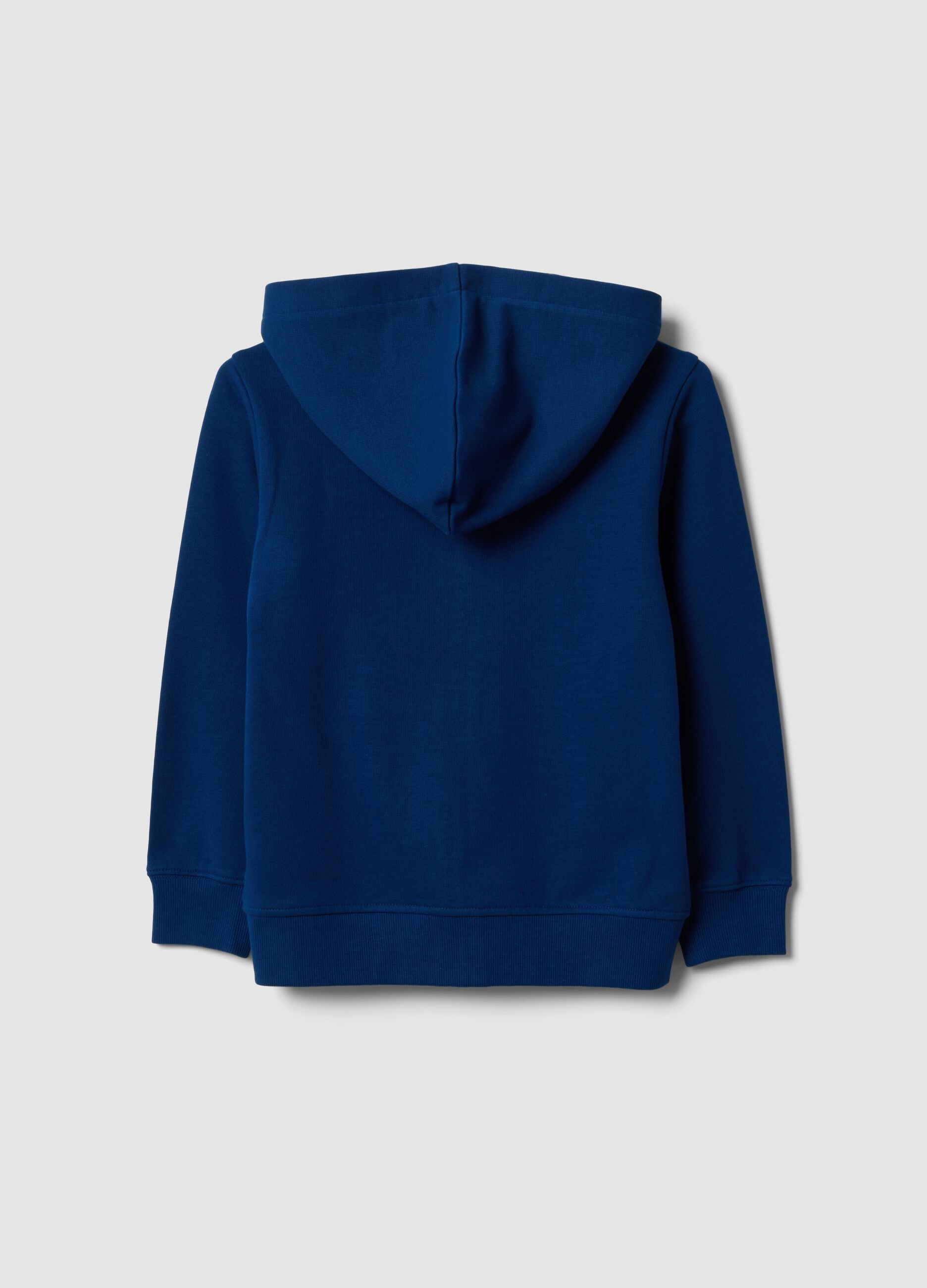 Blue hooded sweatshirt in pure organic cotton for boys, regular fit