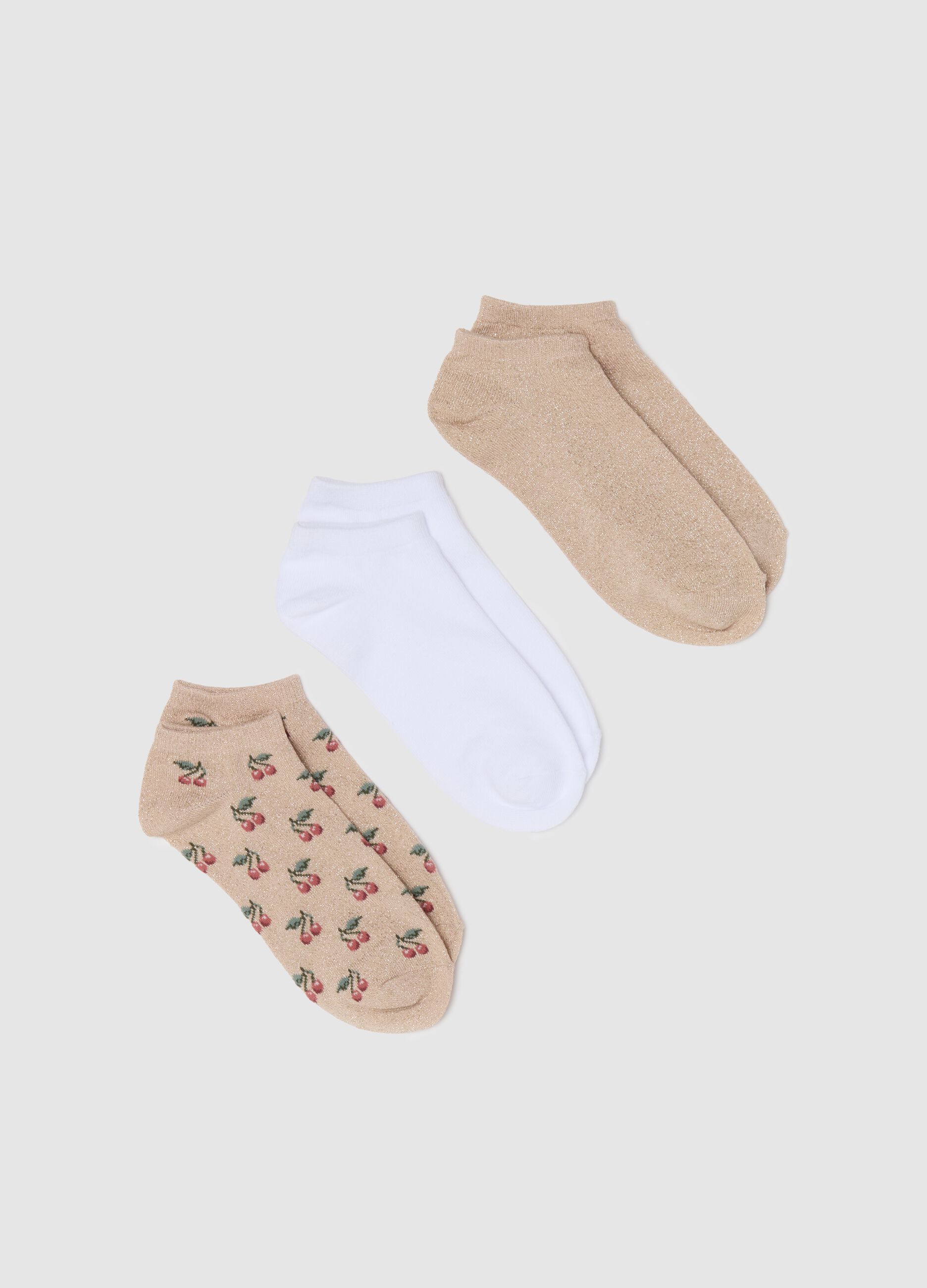 Three-pair pack short socks with cherries