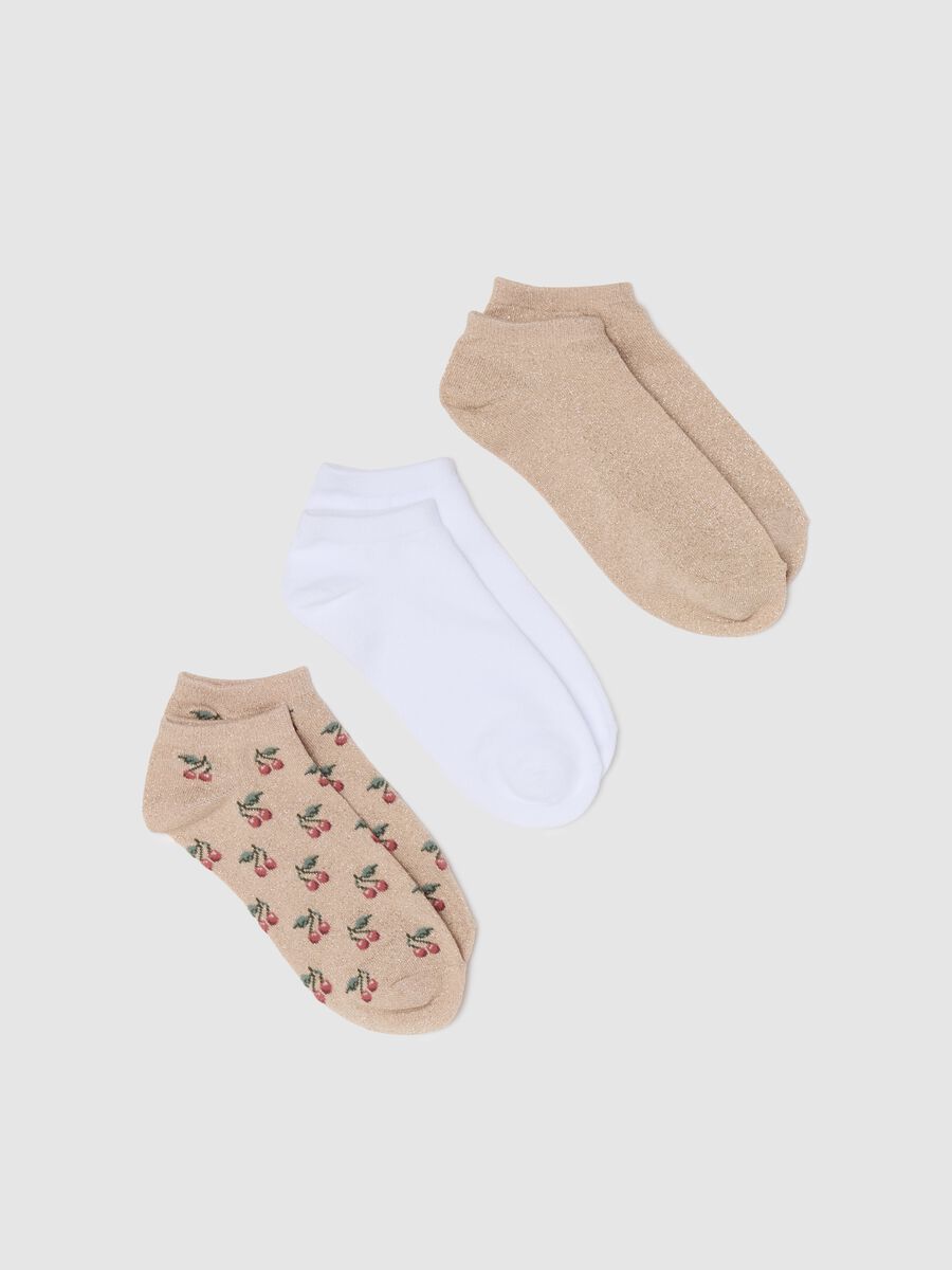 Three-pair pack short socks with cherries_0