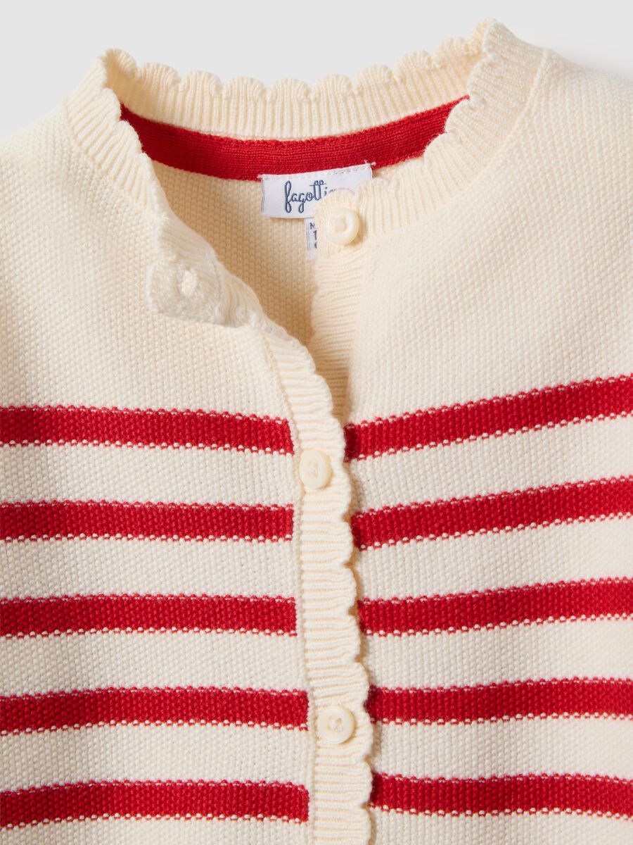 Girls' multicolour striped cardigan in pure cotton, regular fit_2