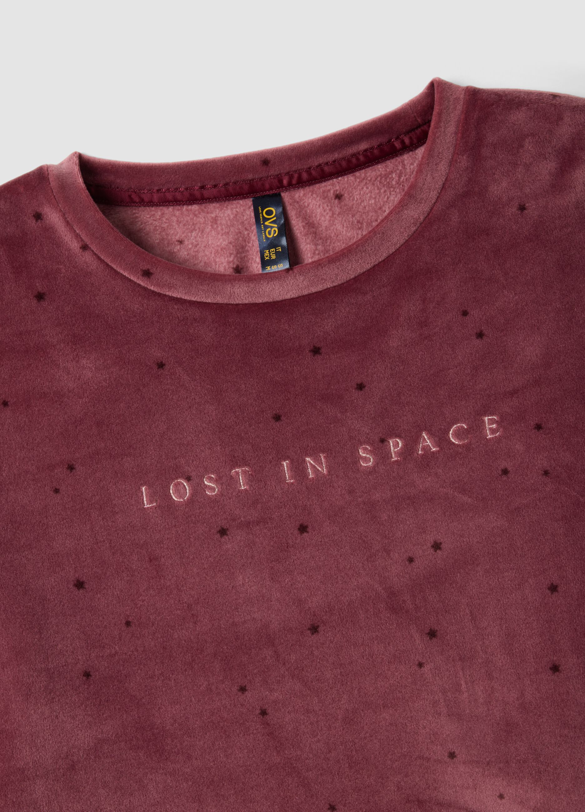Pink stretch pyjama sweatshirt with star print