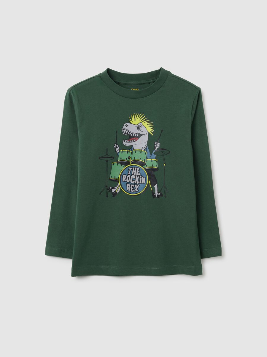 Maglia da bambino in puro cotone verde regular fit_0