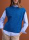 Blue wool-blend crew-neck vest with oversized fit_2