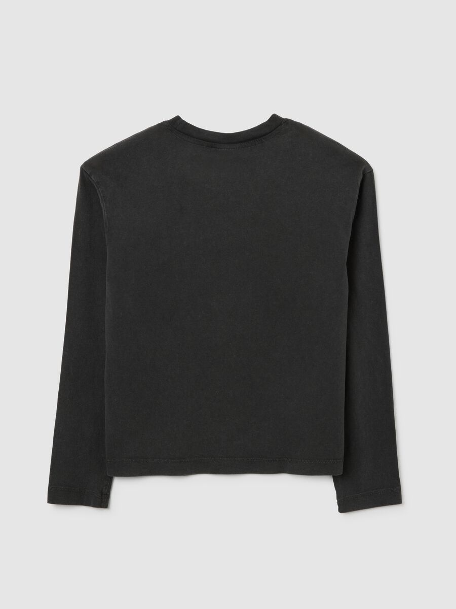 Girls' pure cotton black regular fit top_1