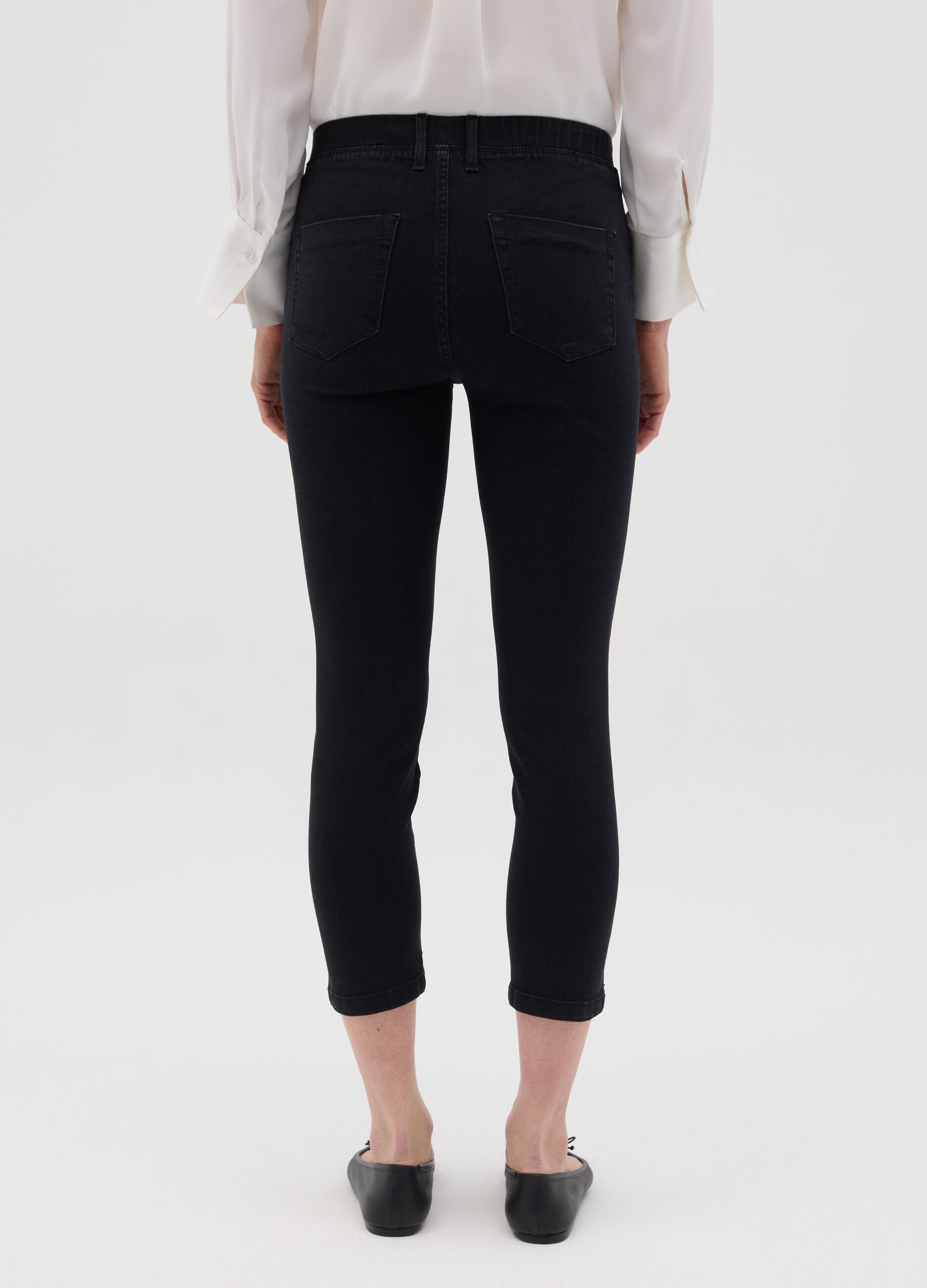 Jeans da donna in misto cotone nero skinny fit