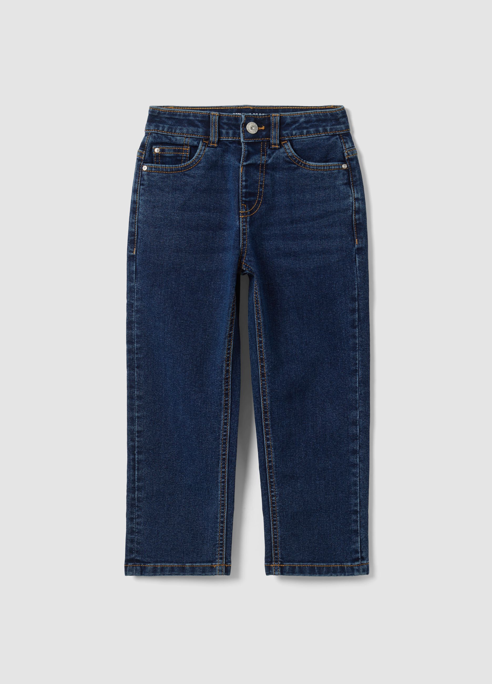 Dark blue stretch cotton straight-fit jeans for boys