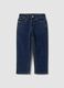 Dark blue stretch cotton straight-fit jeans for boys_0