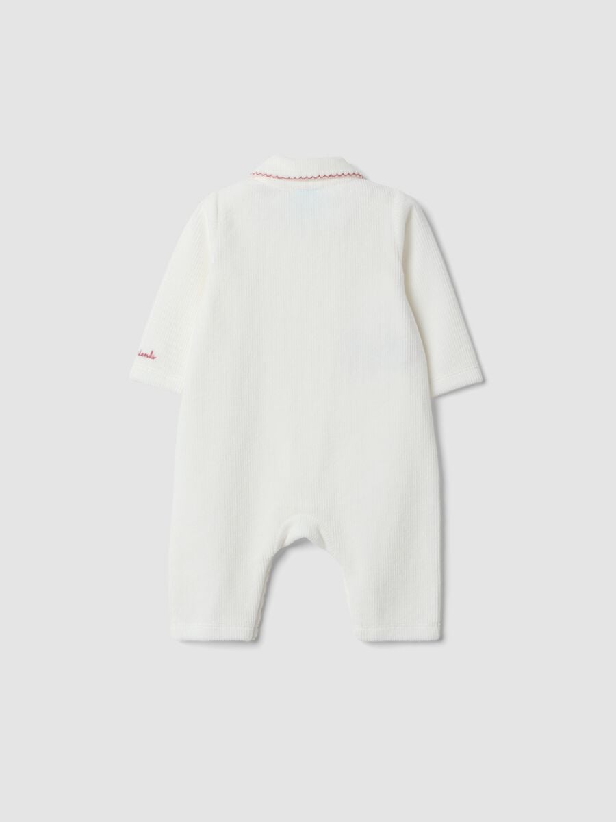 White organic cotton-blend babygrow with Disney embroidery_1