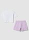 Girls&rsquo; white and purple pure cotton set with Stitch prints_4