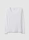 White long sleeve crew neck cotton blend regular fit shirt_0