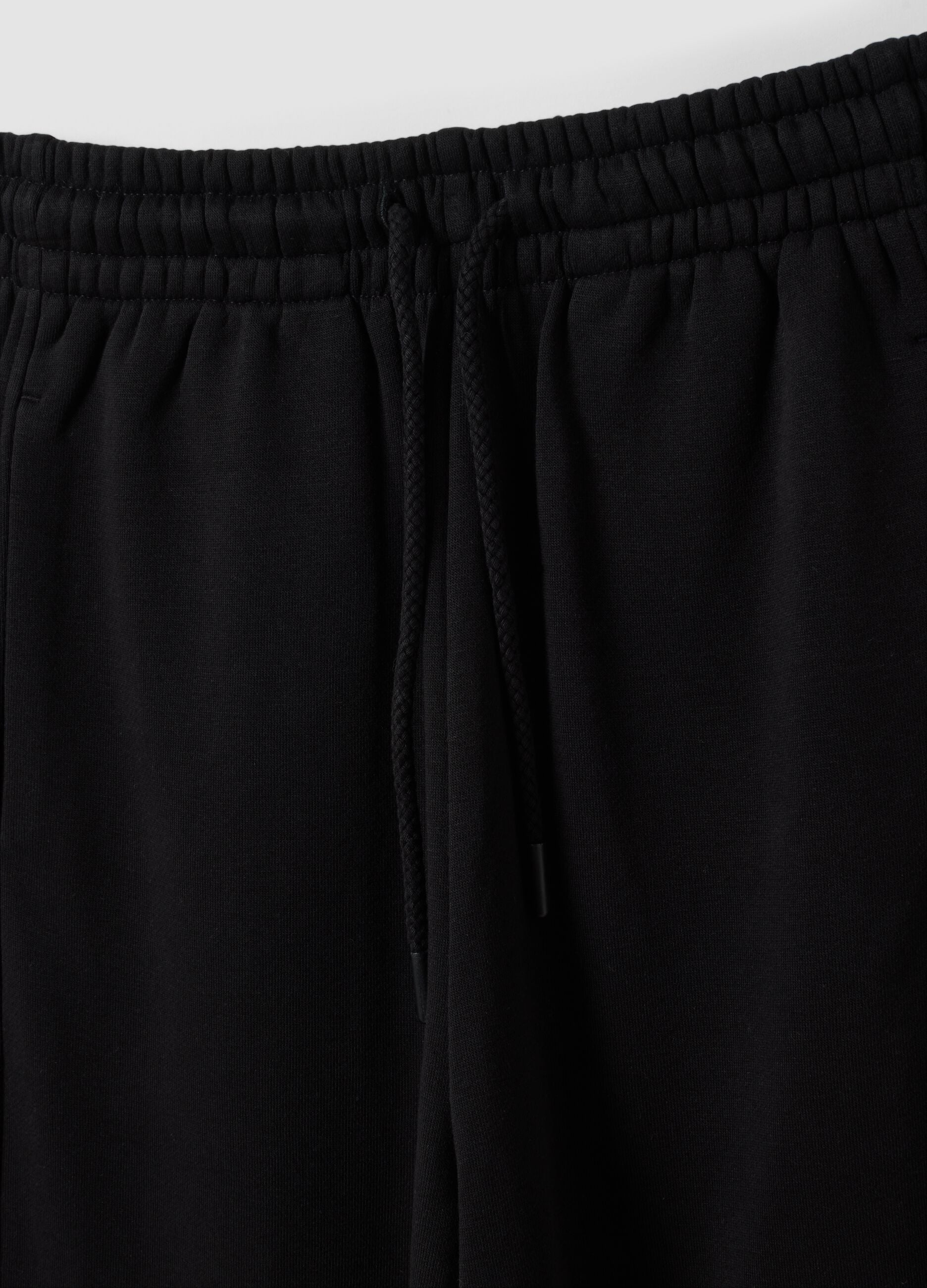 Black barrel-fit cotton-blend joggers