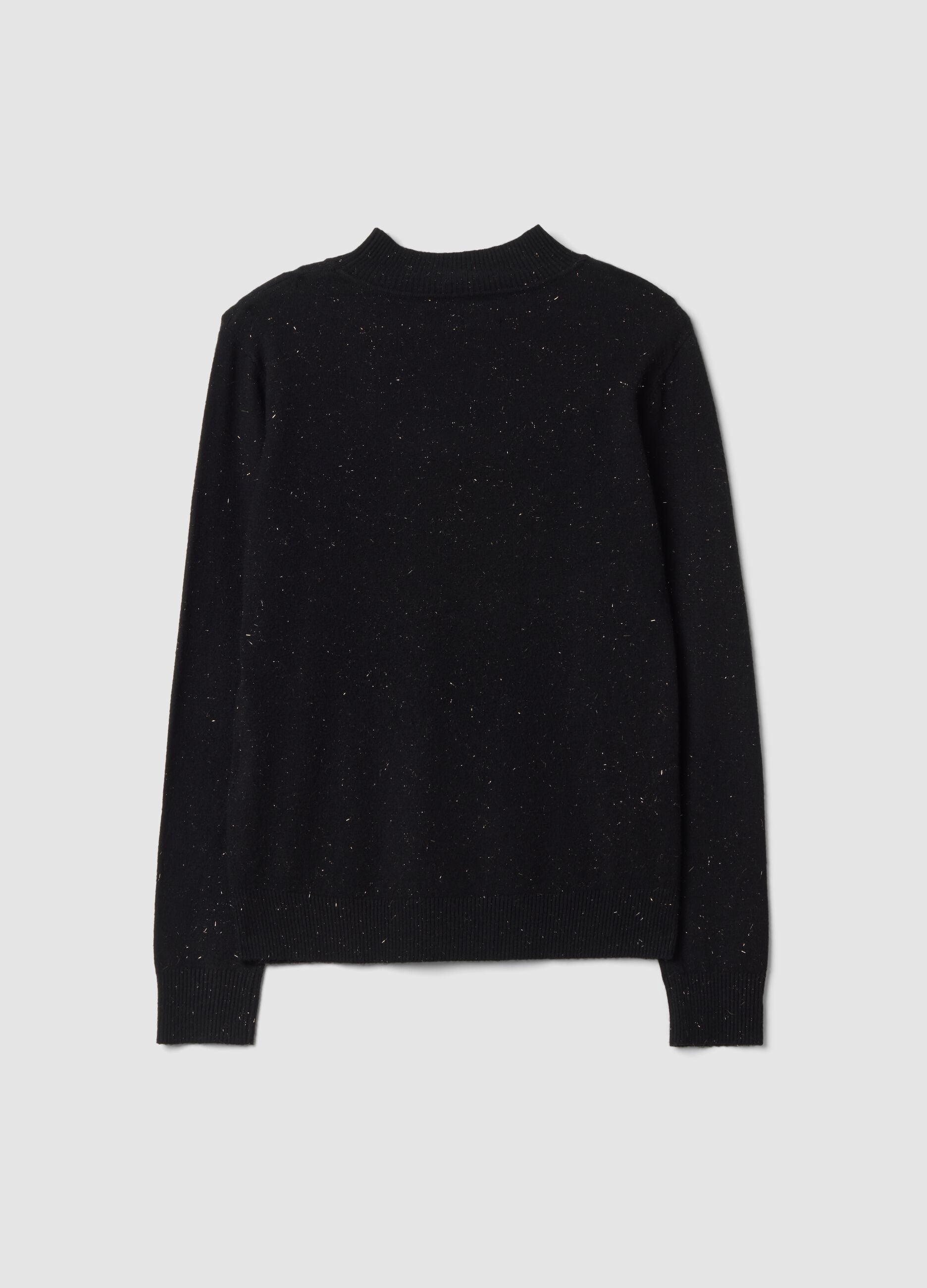 Black viscose-blend high-neck jumper, regular fit
