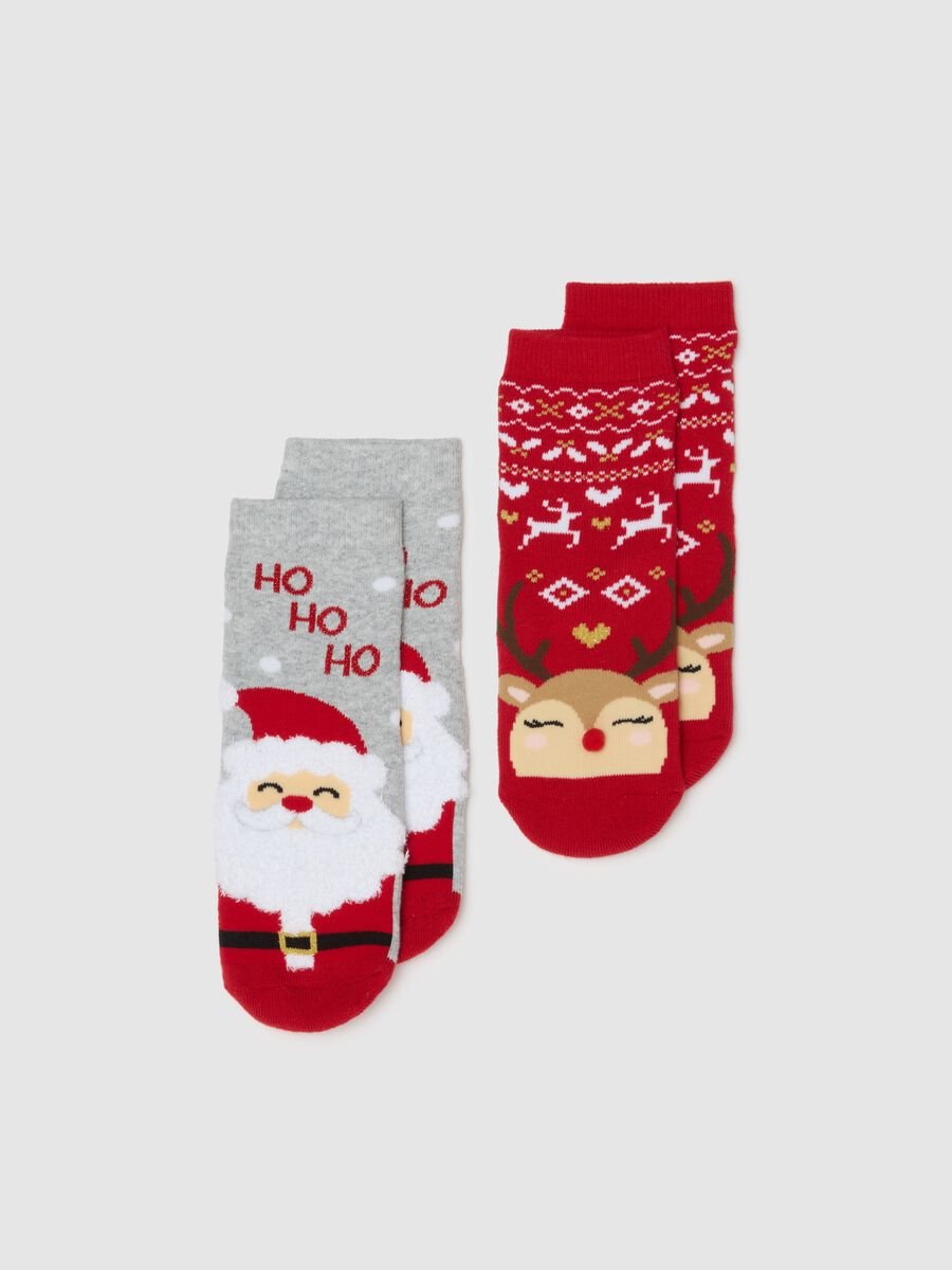 Bipack calze natalizie da bambina in misto cotone multicolor_0