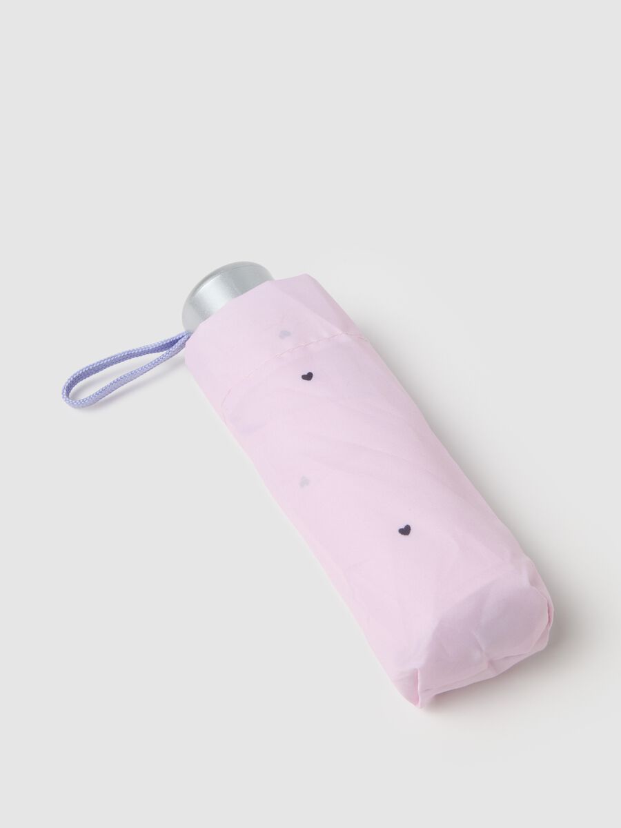 Compact Pink Umbrella with Heart Design_0
