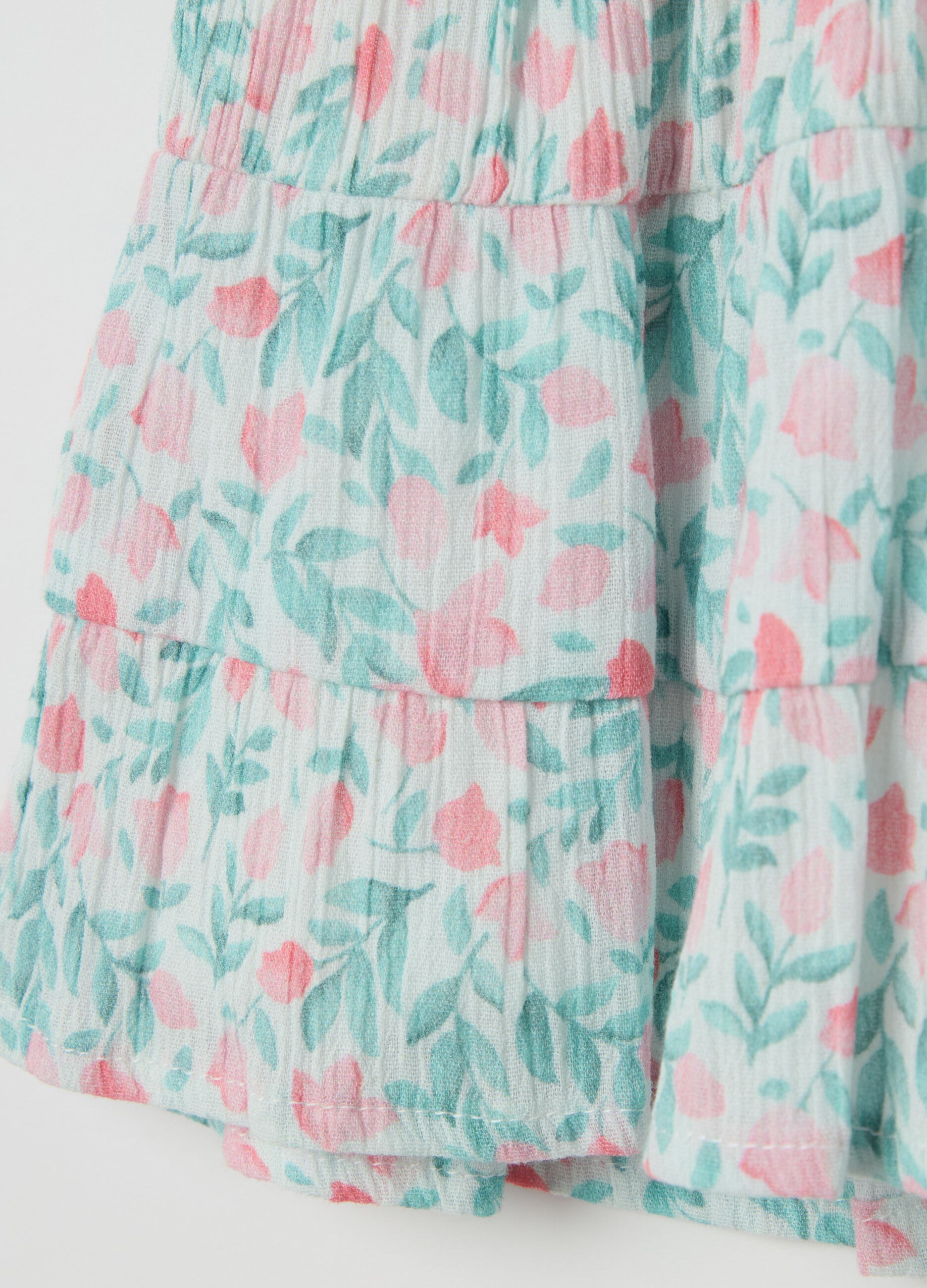 Vestito crinkle con stampa tulipani
