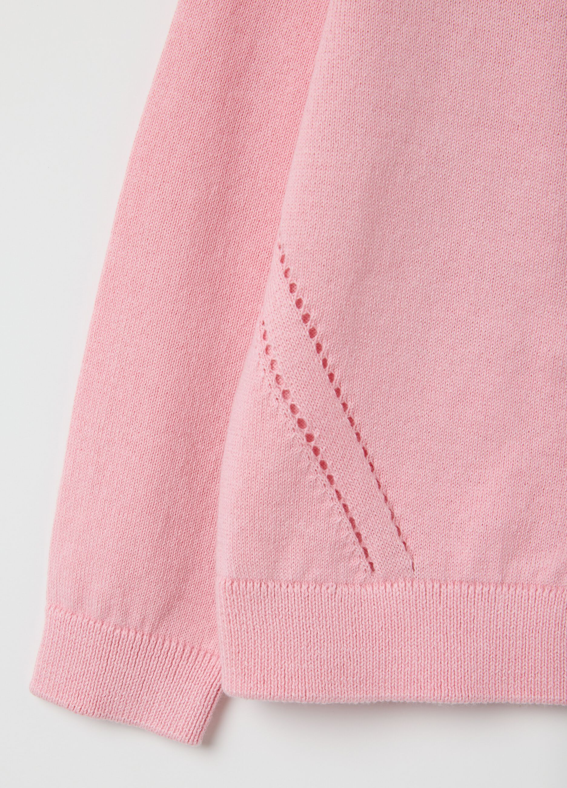 Girls' pink regular fit cotton blend cardigan
