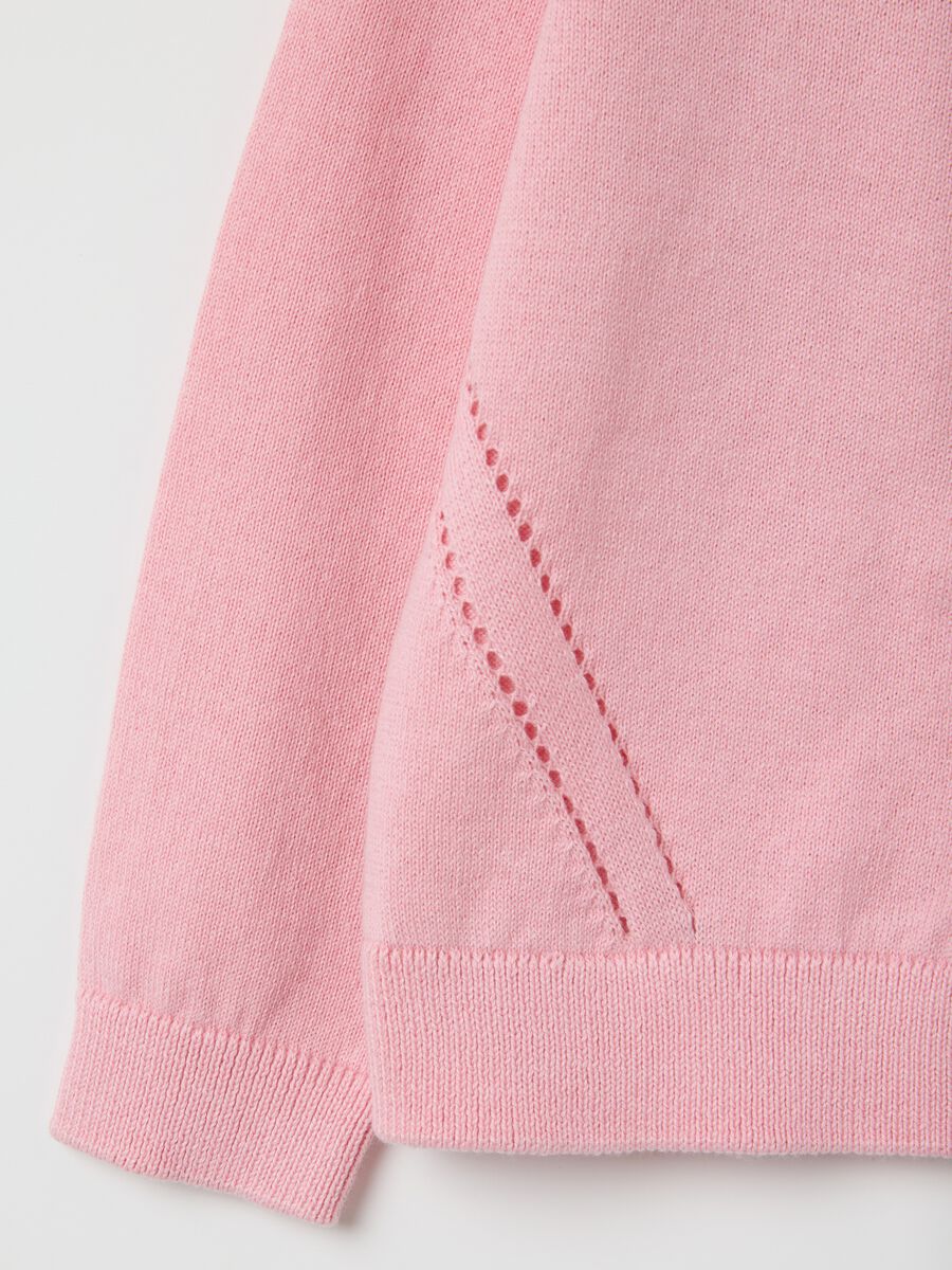 Girls' pink regular fit cotton blend cardigan_2