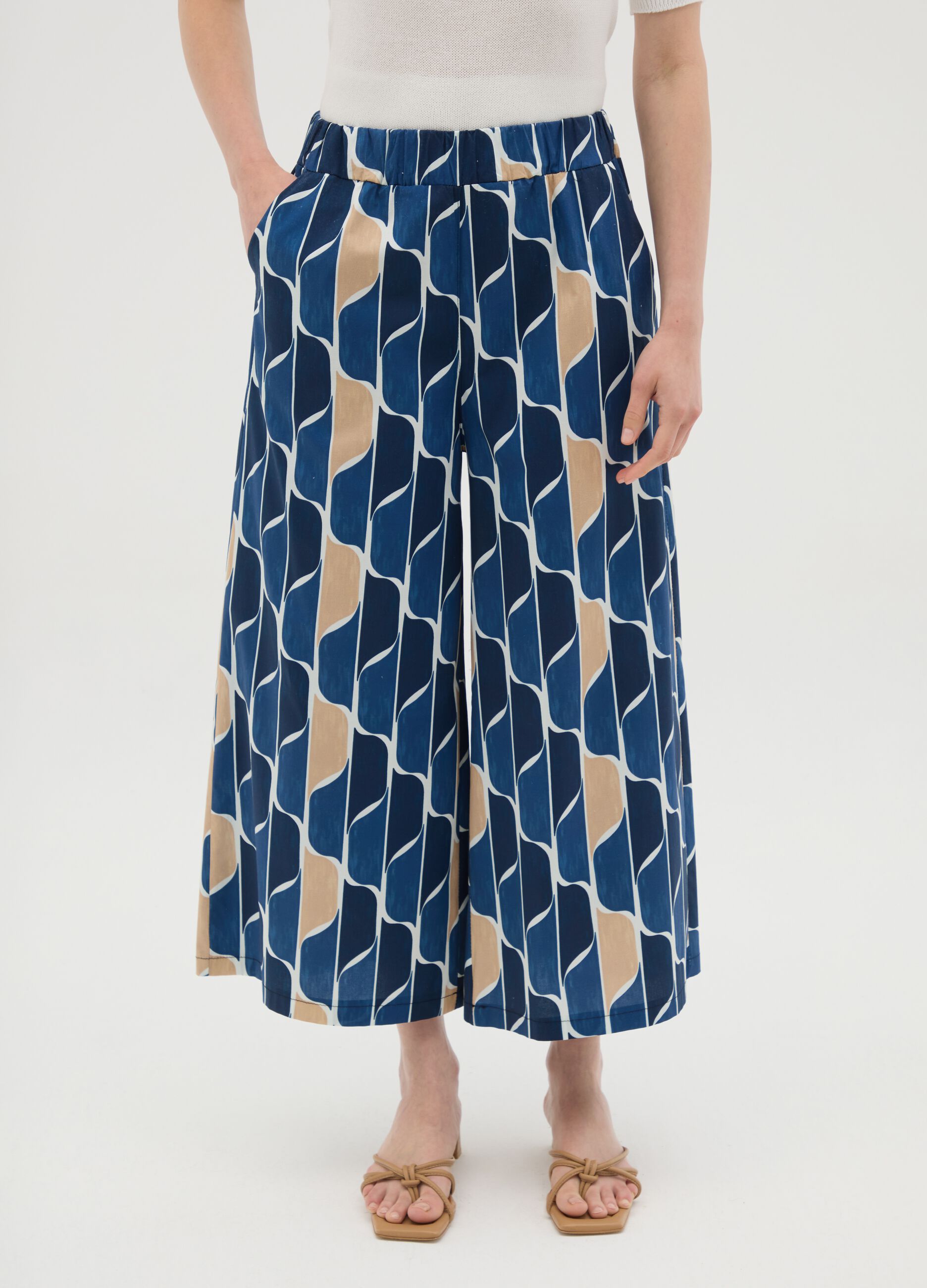 Women's multicolour cotton trousers with regular fit