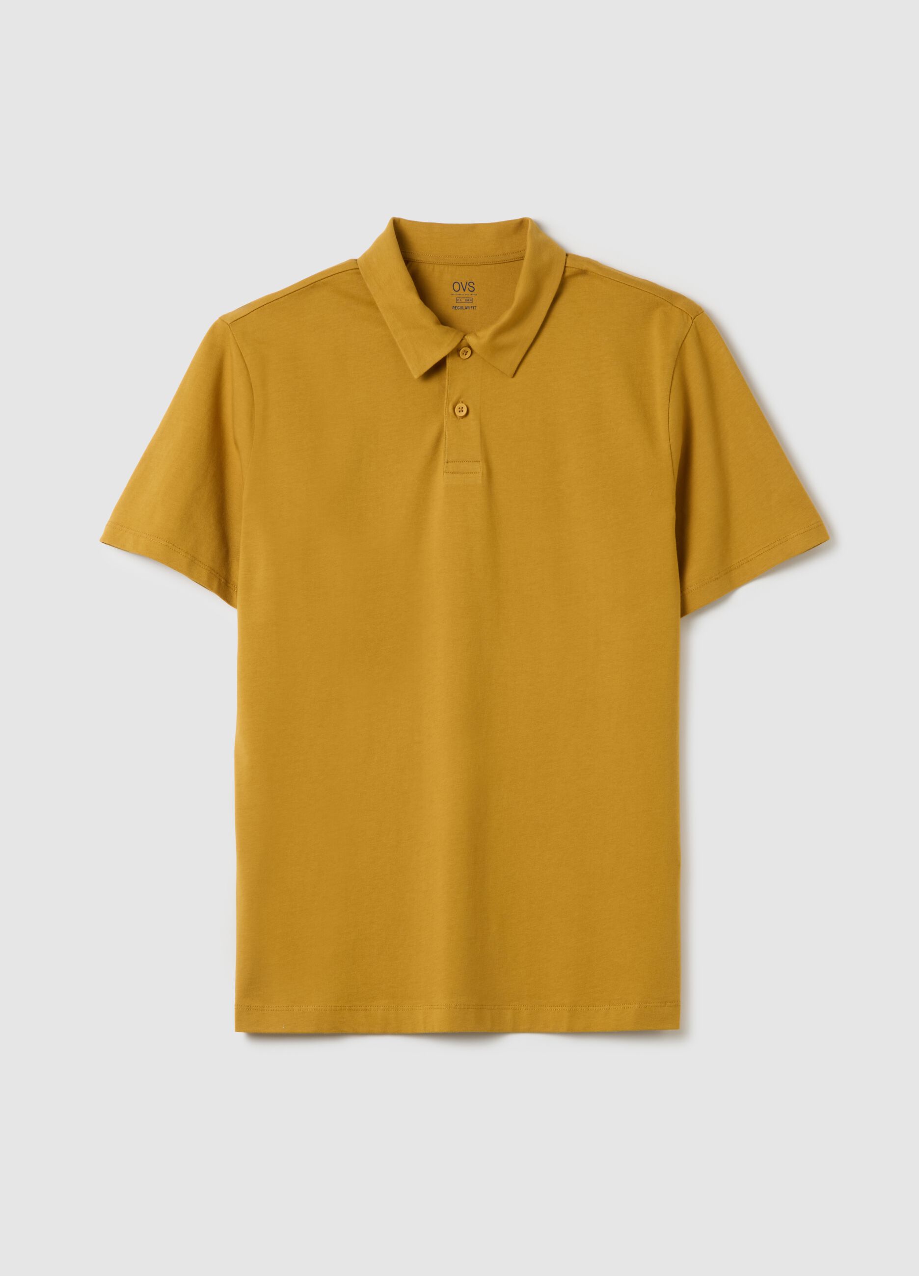 Men's yellow pure cotton polo - regular fit