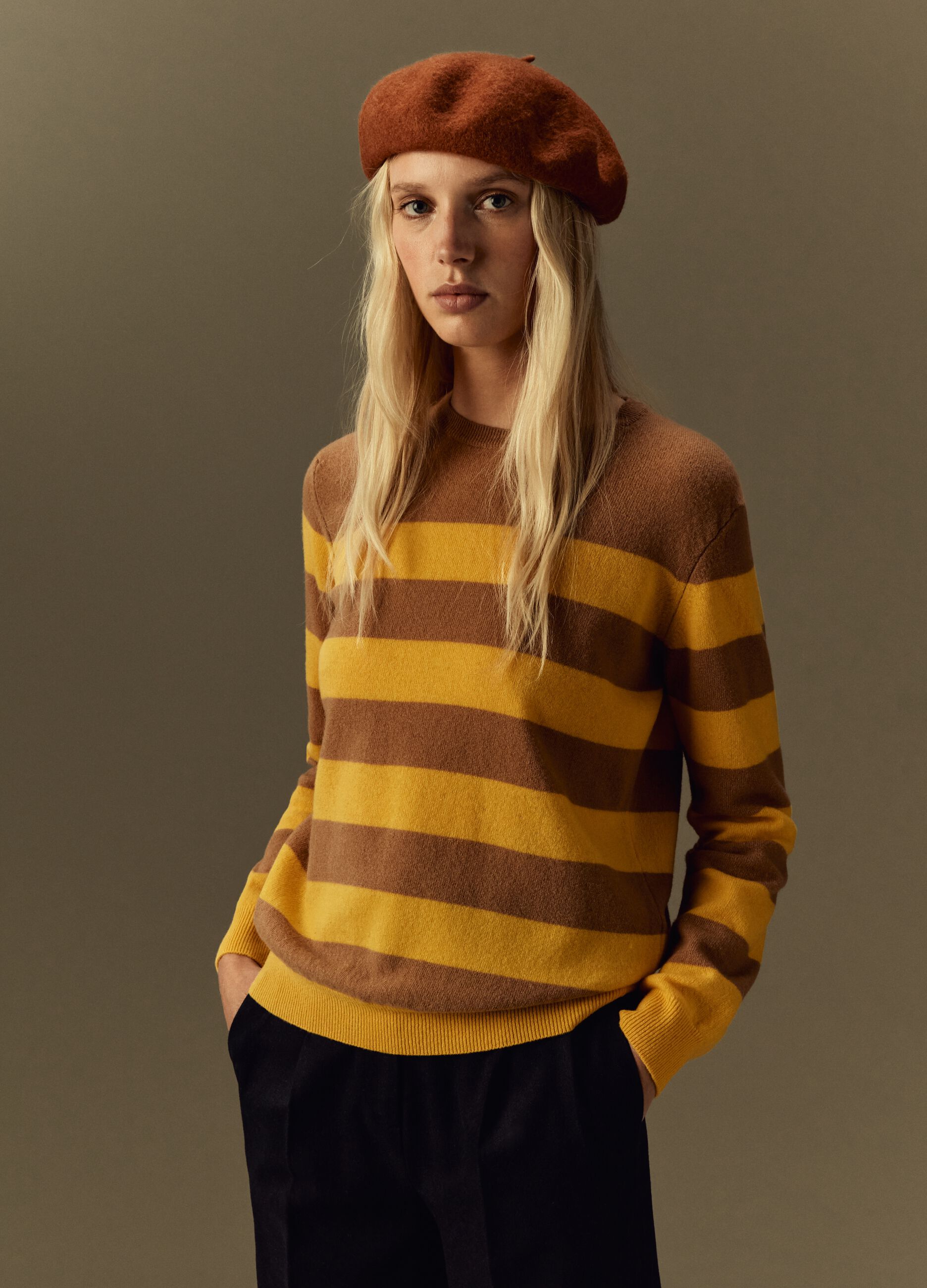Pullover a righe in lana e cashmere_0