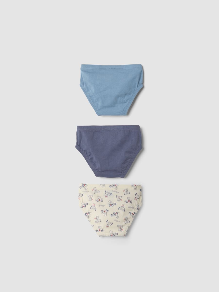 Tripack di slip multicolor in cotone organico elasticizzato con stampe orsetto_2
