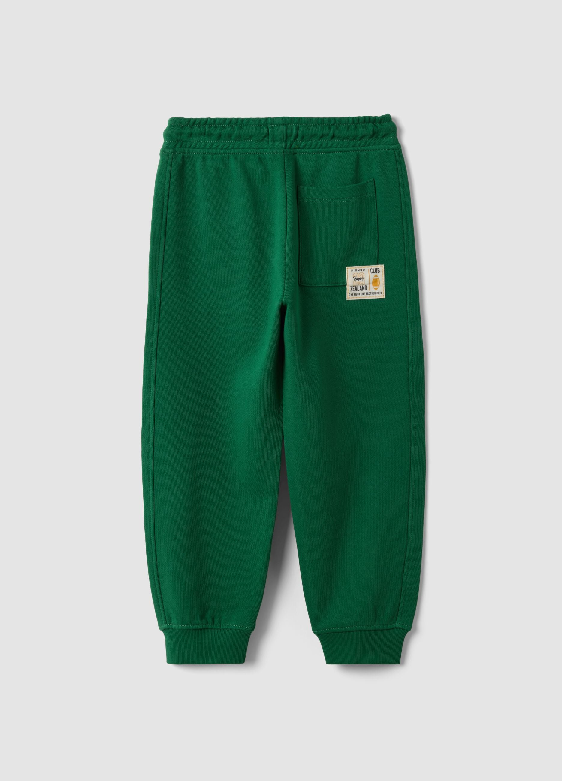 Pantaloni jogger verdi in puro cotone con vita elasticizzata per bambino