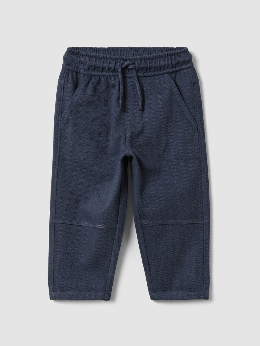 Pantaloni jogger grigi in cotone elasticizzato per bimbo over fit_0