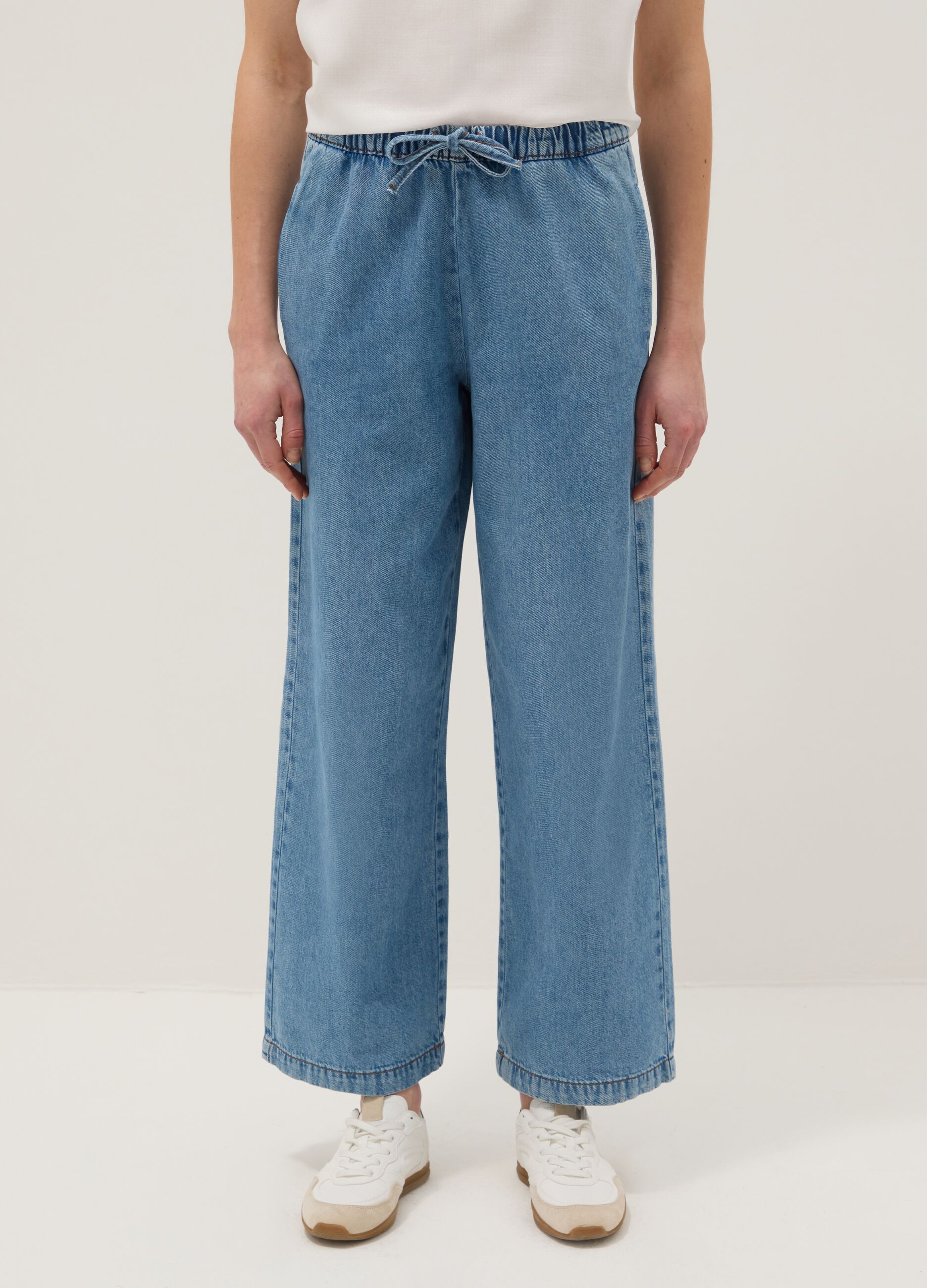 Azure Denim Pure Cotton Jogger Trousers Regular Fit