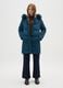 Long Blue Hooded Down Jacket_0