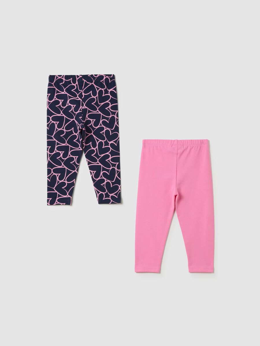Two-pack leggings in stretch cotton with print_1