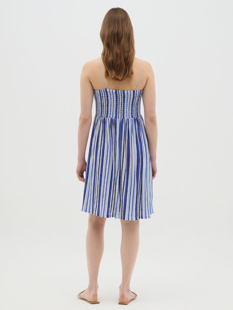 Women's midi dress in multicolour fabric with smocked top_3