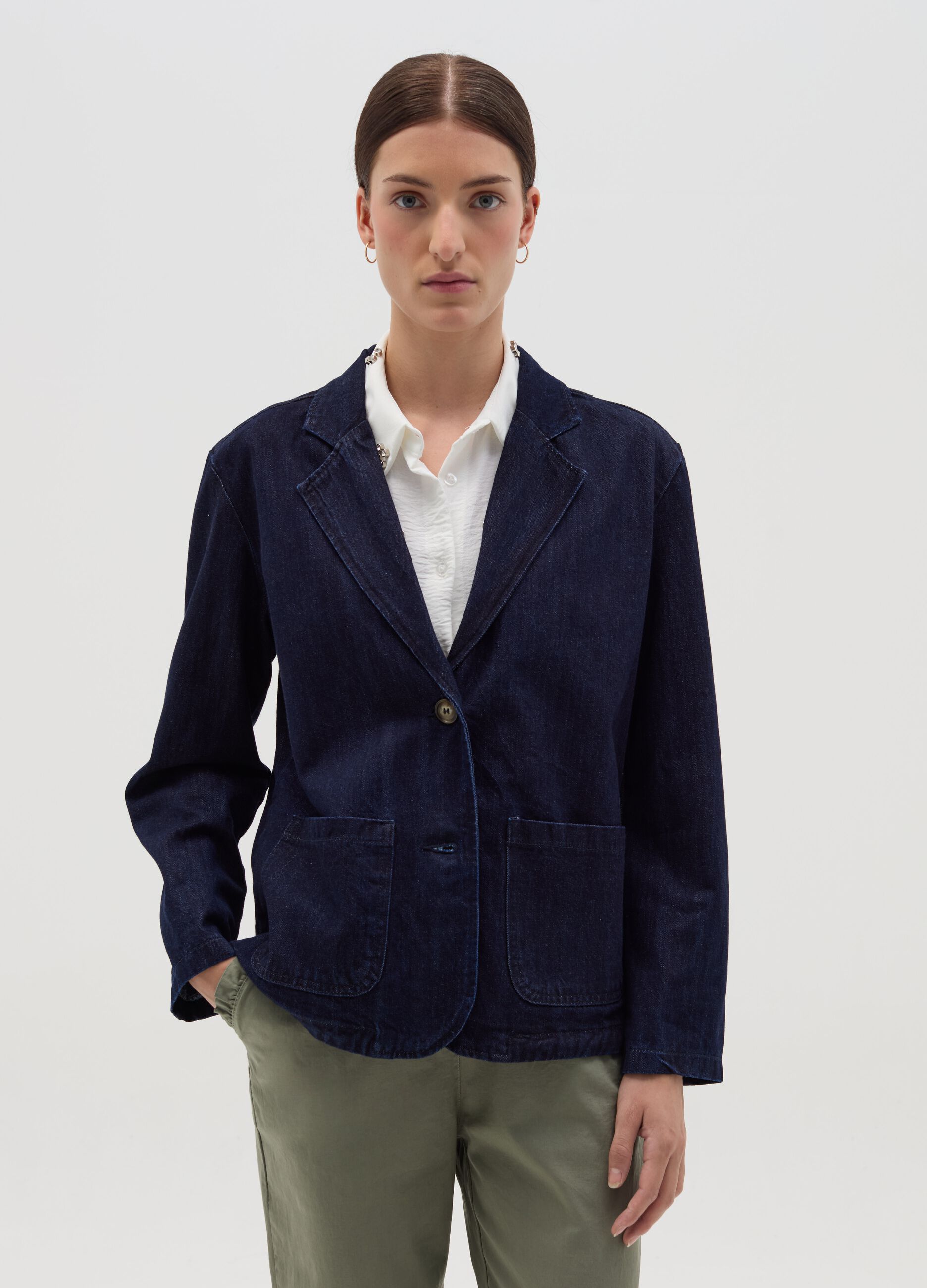 Single-breasted blazer in denim