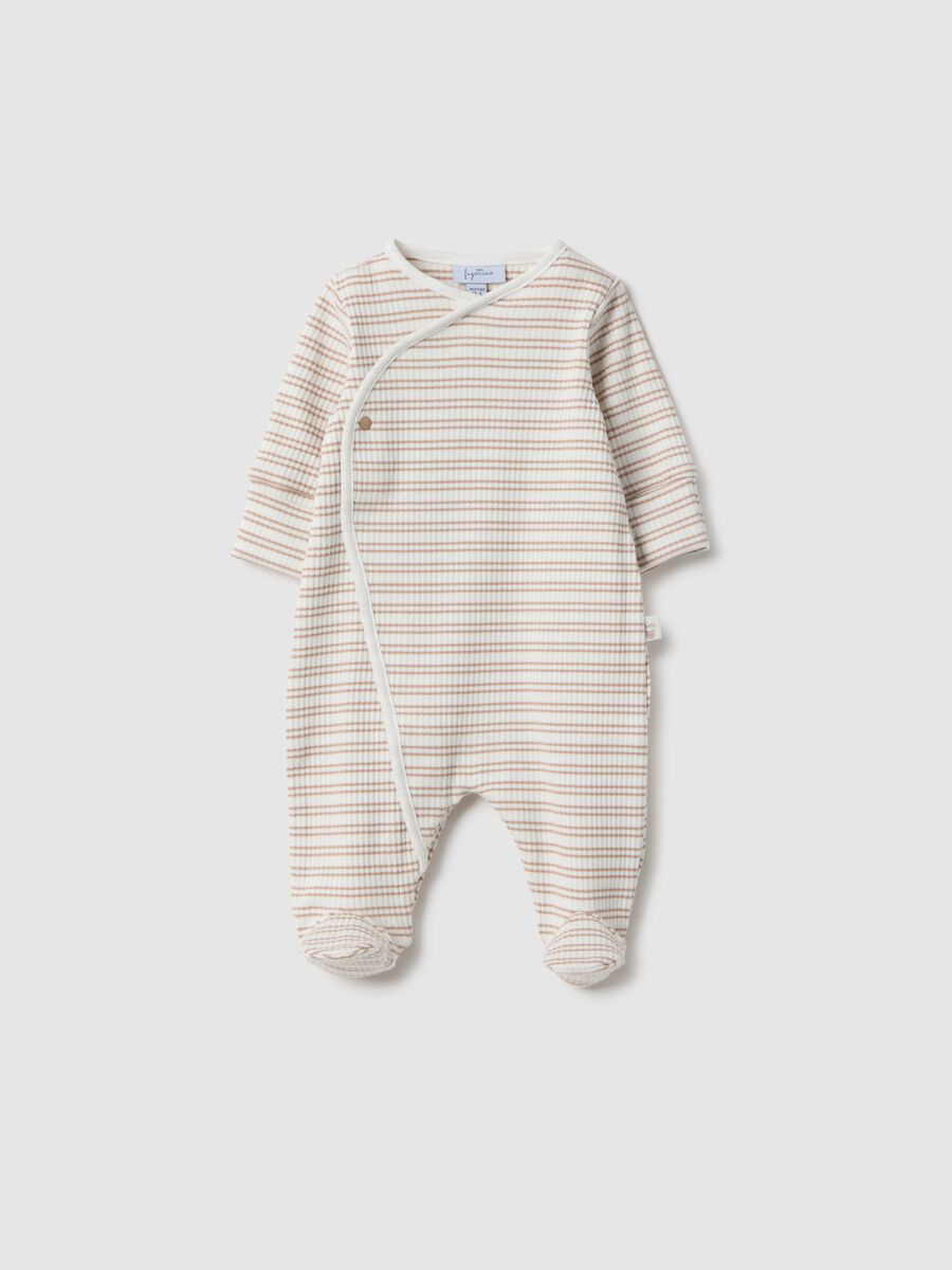 Newborn Multi-coloured Striped Stretch Cotton Sleepsuit_0