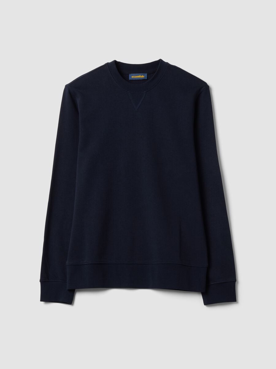 Blue crew-neck sweatshirt in cotton blend, regular fit_4