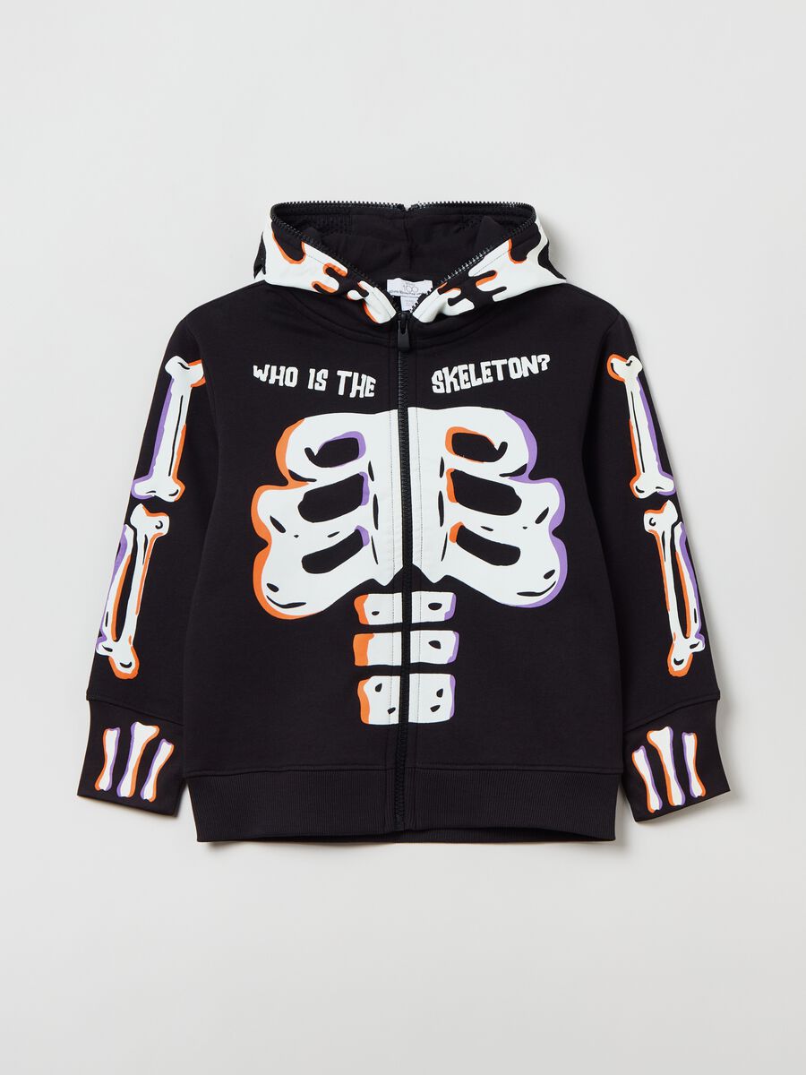 Full-zip in felpa stampa Topolino Halloween_0
