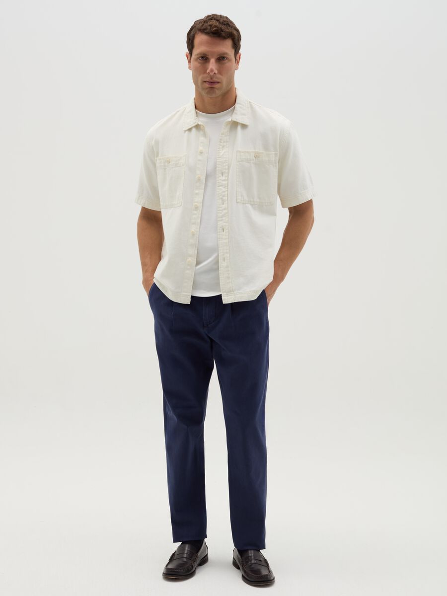 Cotton and linen chino trousers_0