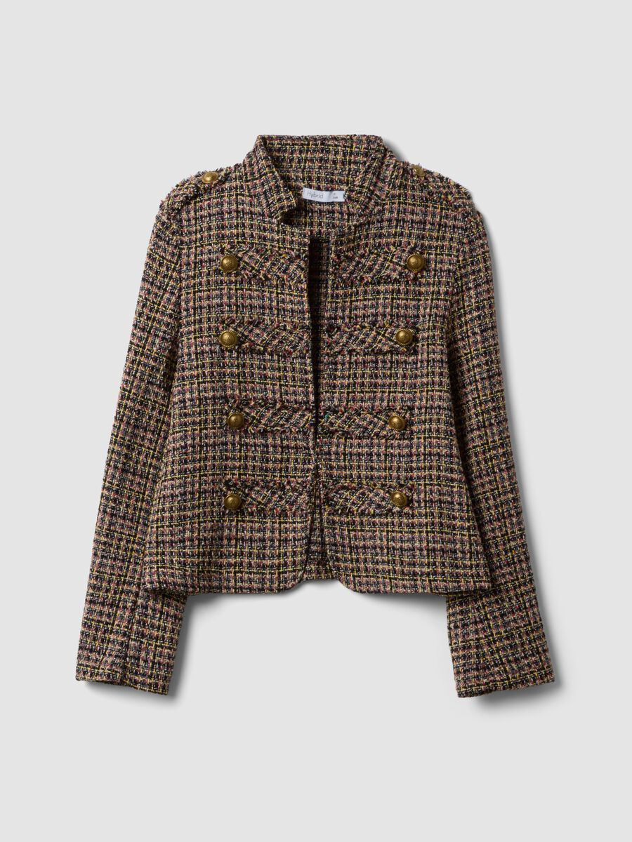 Giacca multicolor in misto cotone con bottoni dorati regular fit_0