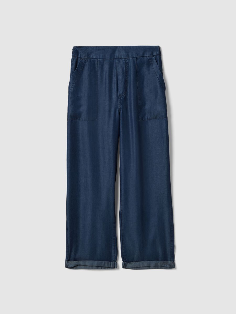 Blue denim jeans in 100% lyocell with elasticated waist, relaxed fit_4