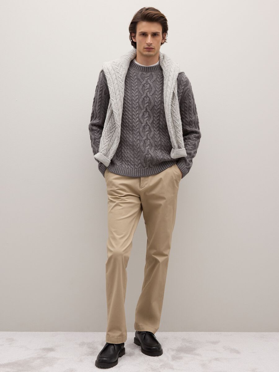 Grey regular fit jumper with jacquard pattern_1