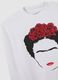 Women's cotton blend white sweatshirt regular fit with Frida Kahlo graphic_5